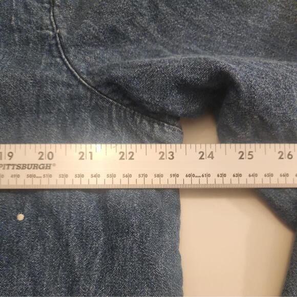 Christopher & Banks Christmas Denim Blue Embroidered Nautical Button Up Large - Picture 7 of 12